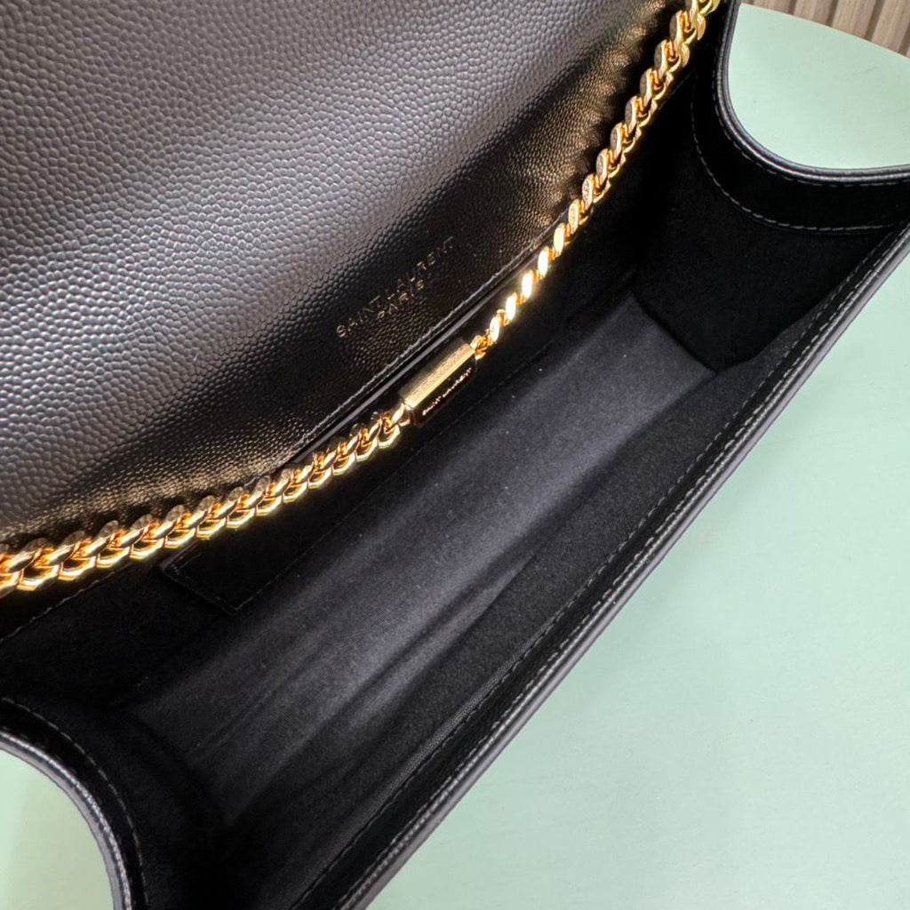 Saint Laurent Kate Chain Bag Black Ferragens Douradas