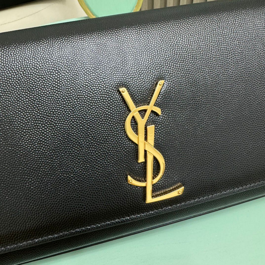 Saint Laurent Kate Chain Bag Black Ferragens Douradas