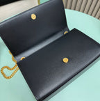 Saint Laurent Kate Chain Bag Black Ferragens Douradas