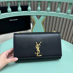 Saint Laurent Kate Chain Bag Black Ferragens Douradas
