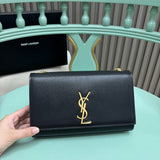 Saint Laurent Kate Chain Bag Black Ferragens Douradas