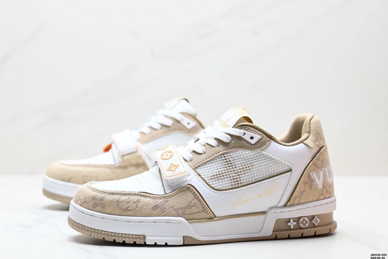 Lv Trainer Beige White Monogram