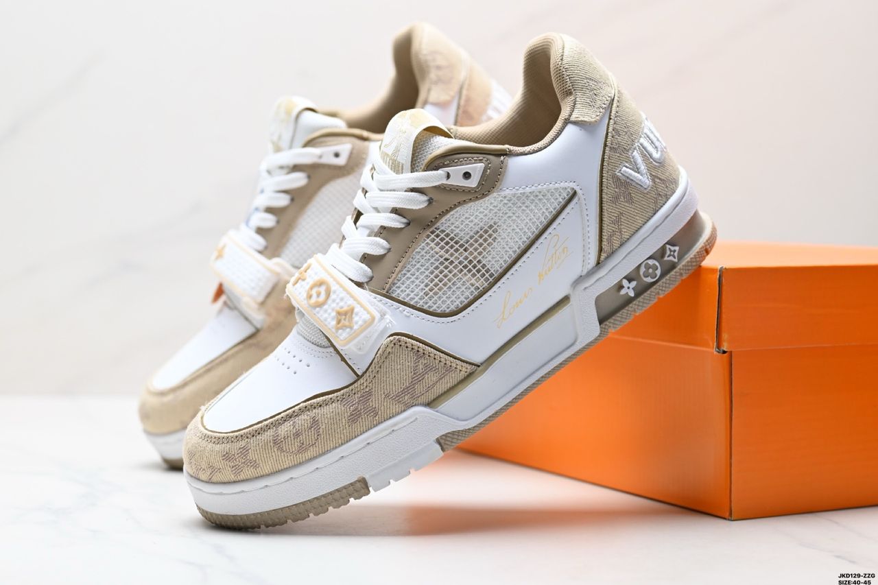 Lv Trainer Beige White Monogram