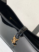 Yves Saint Laurent Mini Le 5 to 7 in Patent Leather Black