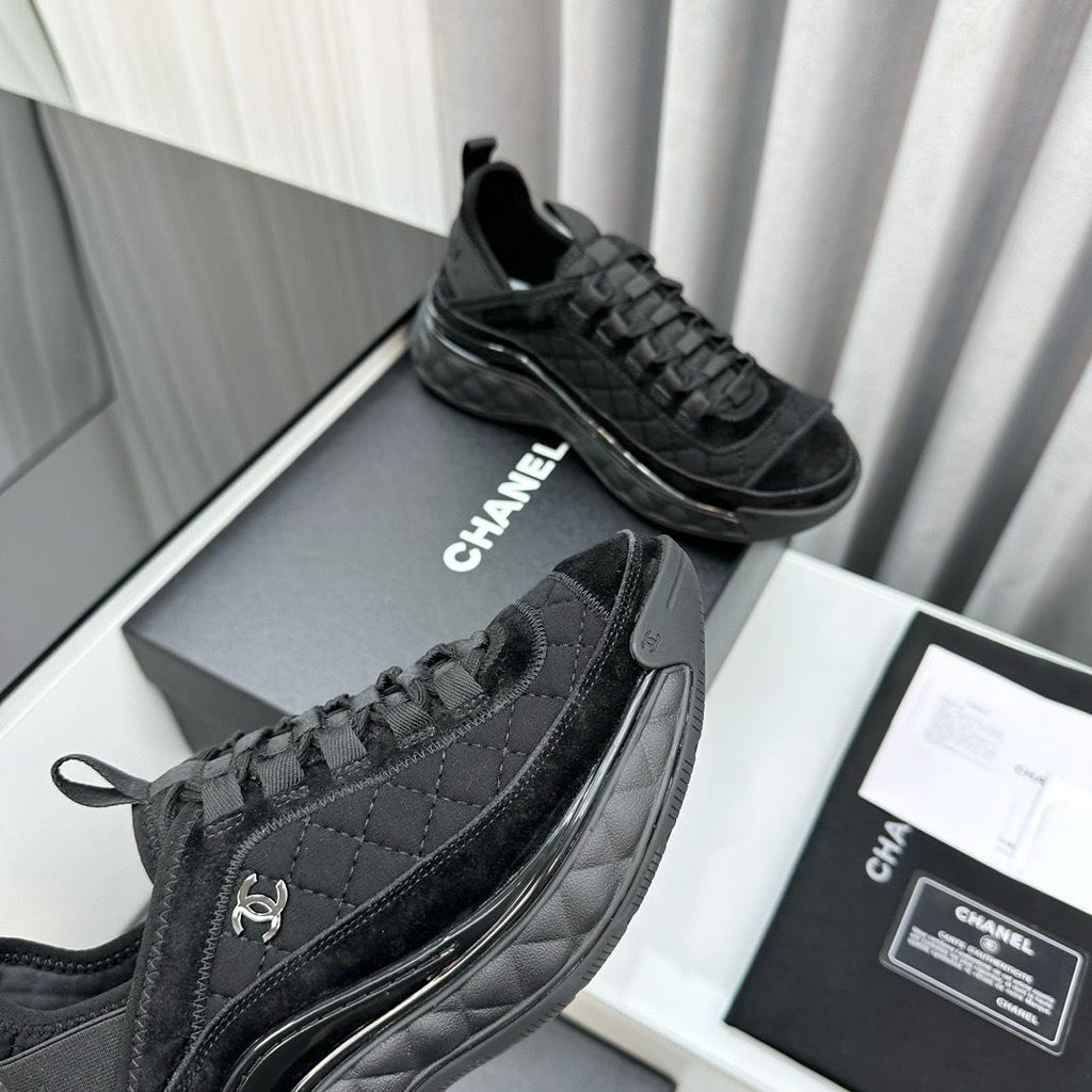 Chanel Suede Calfskin Mixed Fibers CC Black
