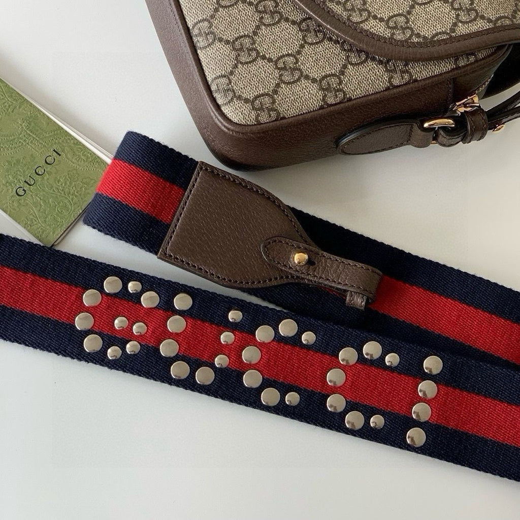 Gucci Ophidia Small Shoulder Bag Beige and Dark Brown