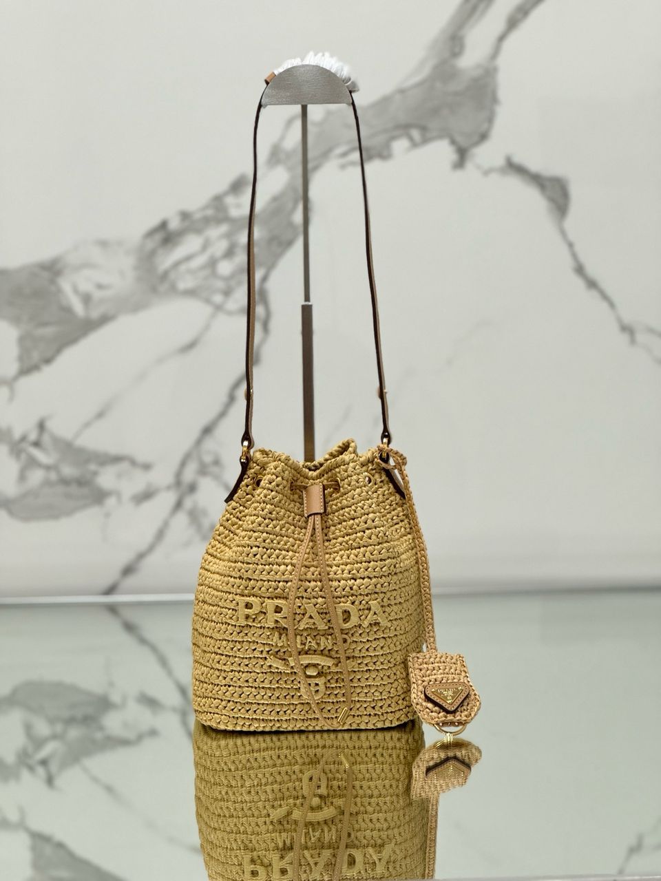Prada Raffia Mini Bucket