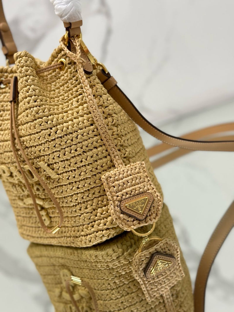 Prada Raffia Mini Bucket