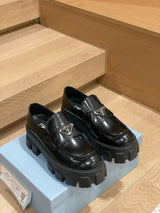Prada Brushed Leather Monolith Loafers