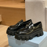 Prada Brushed Leather Monolith Loafers
