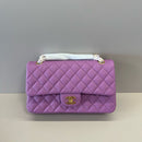 Caviar Quilted Small Double Flap Purple