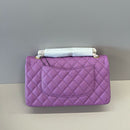 Caviar Quilted Small Double Flap Purple