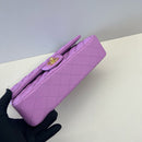 Caviar Quilted Small Double Flap Purple