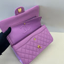 Caviar Quilted Small Double Flap Purple