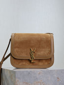 Saint Laurent Suede Smooth Calfskin Monogram Medium Solferino Cinnamon