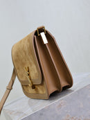 Saint Laurent Suede Smooth Calfskin Monogram Medium Solferino Cinnamon