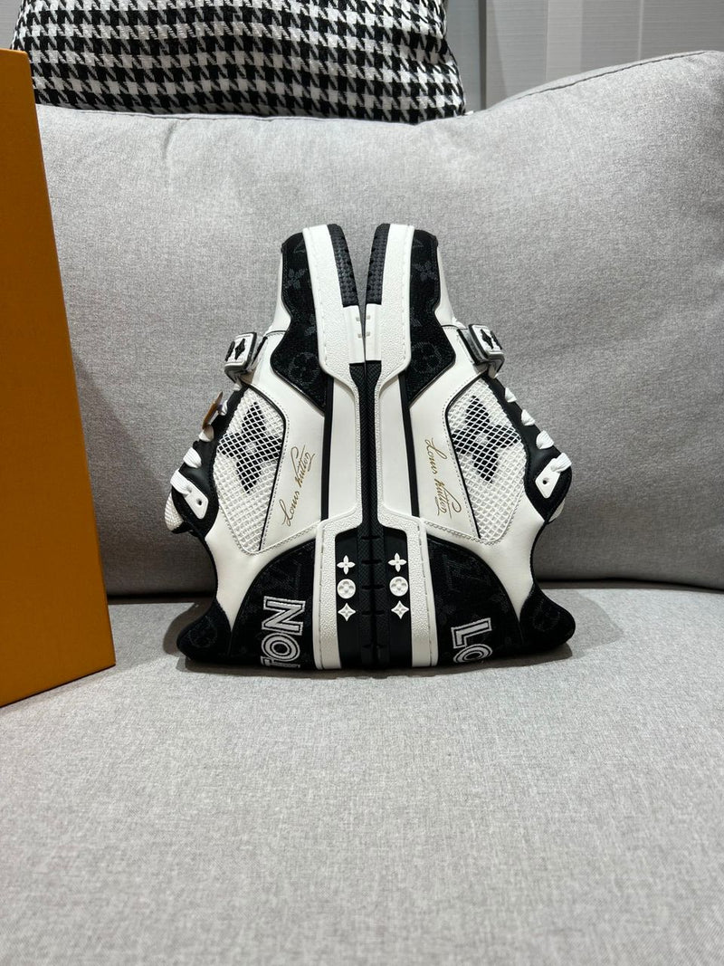 LV Trainer Low Velcro Strap Monogram Denim Black White
