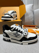 LV Trainer Low Velcro Strap Monogram Denim Black White