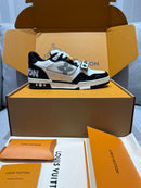 LV Trainer Low Velcro Strap Monogram Denim Black White