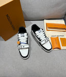 LV Trainer Low Velcro Strap Monogram Denim Black White
