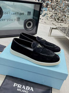 Prada Suede Loafers Black