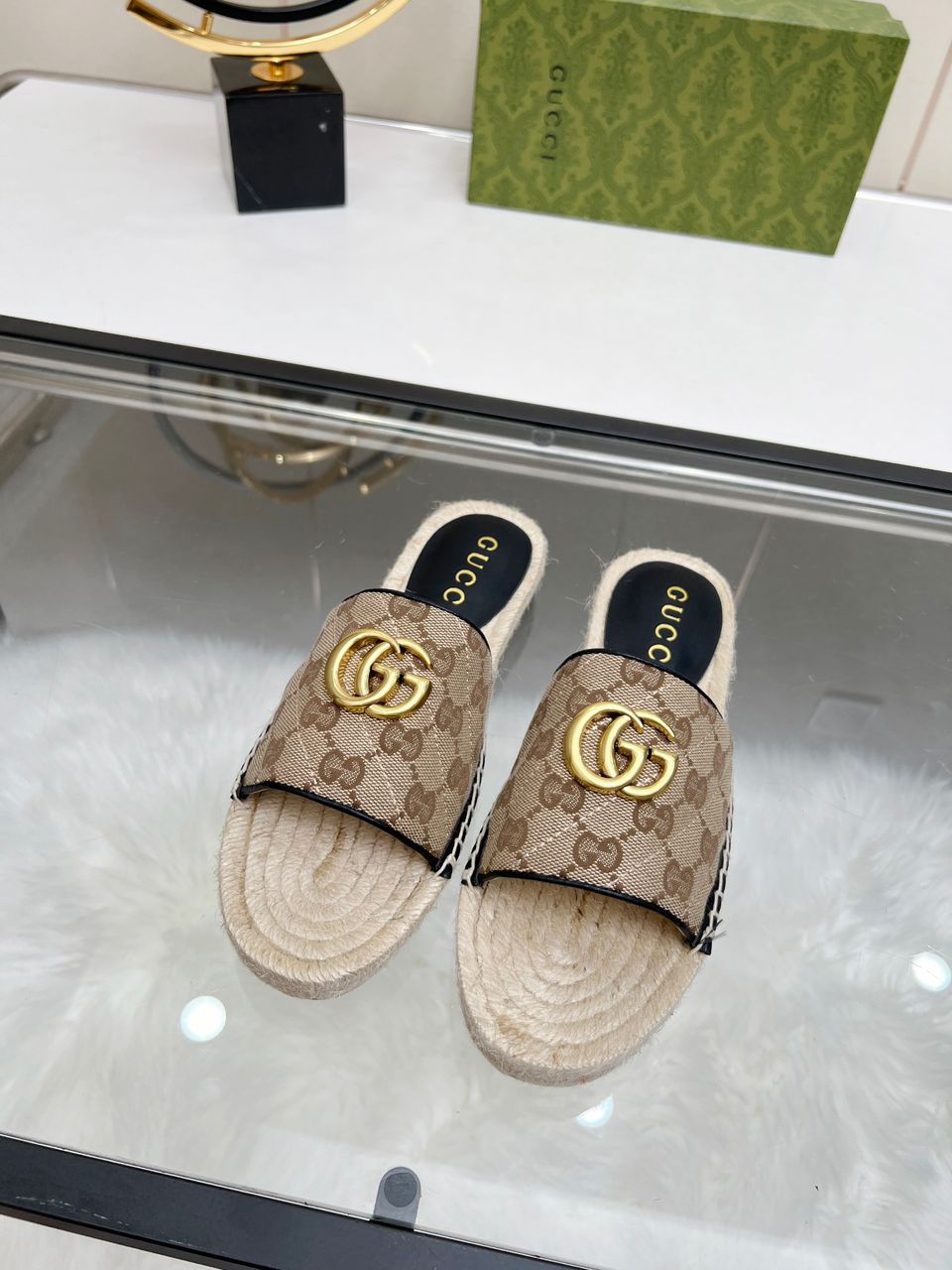 Slide Gucci Espadrille Matelasse GG Marmont