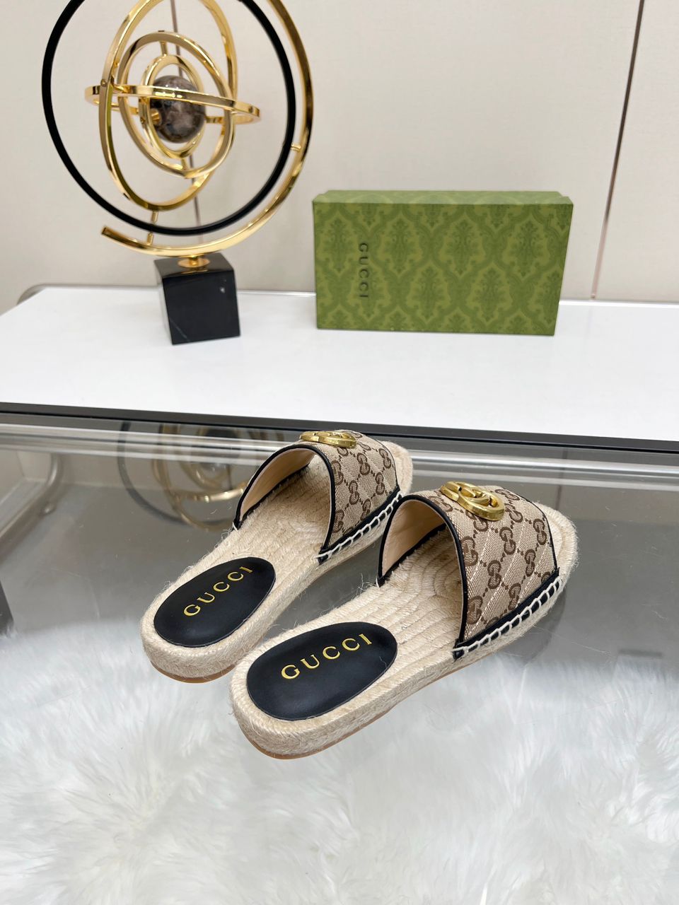 Slide Gucci Espadrille Matelasse GG Marmont