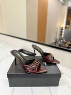Saint Laurent Babylone Mules Bordeaux.