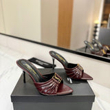 Saint Laurent Babylone Mules Bordeaux.