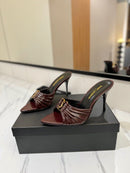 Saint Laurent Babylone Mules Bordeaux