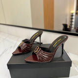 Saint Laurent Babylone Mules Bordeaux.