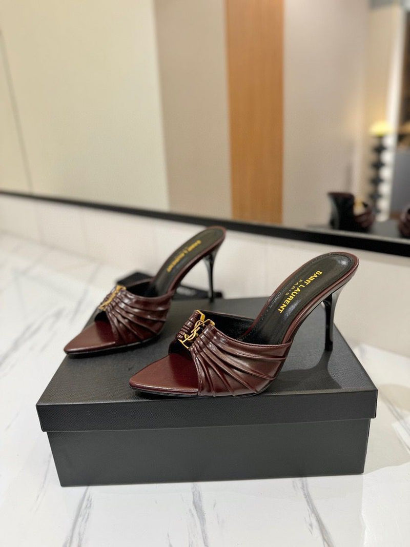 Saint Laurent Babylone Mules Bordeaux
