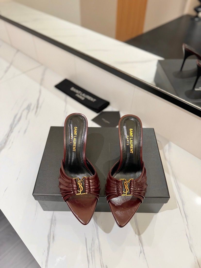 Saint Laurent Babylone Mules Bordeaux.