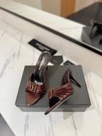 Saint Laurent Babylone Mules Bordeaux.