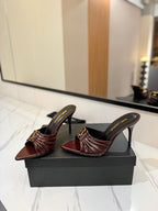 Saint Laurent Babylone Mules Bordeaux.