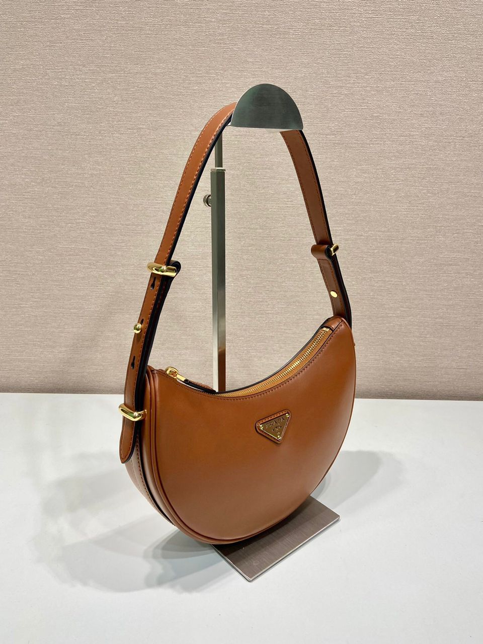 Prada Arqué Leather Brandy