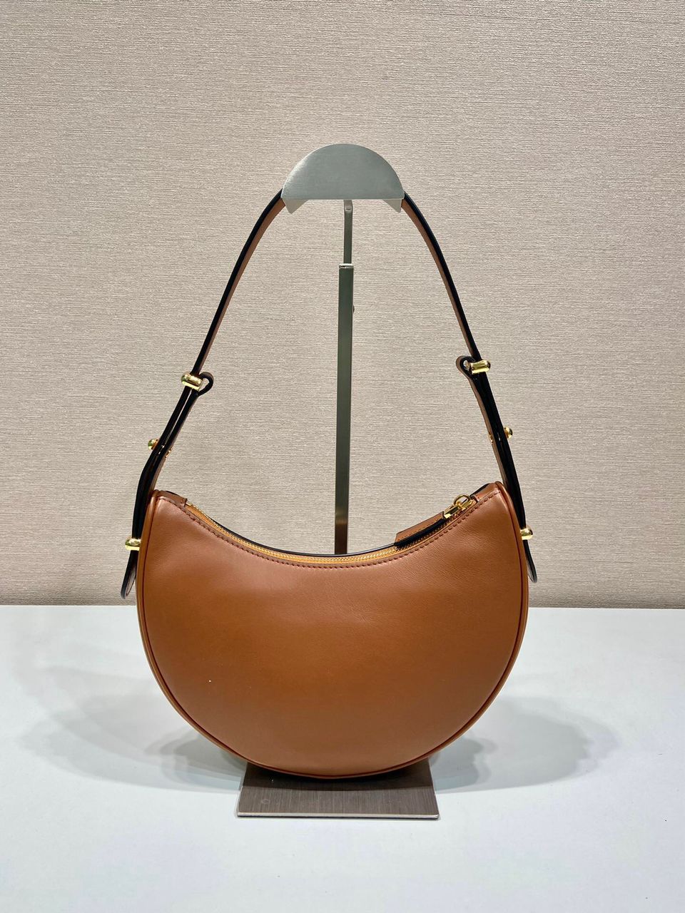 Prada Arqué Leather Brandy