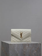 Saint Laurent Shoulder Bag White Ferragens Douradas