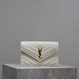 Saint Laurent Shoulder Bag White Ferragens Douradas