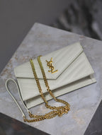 Saint Laurent Shoulder Bag White Ferragens Douradas