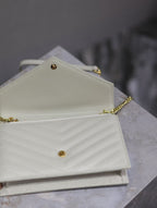 Saint Laurent Shoulder Bag White Ferragens Douradas