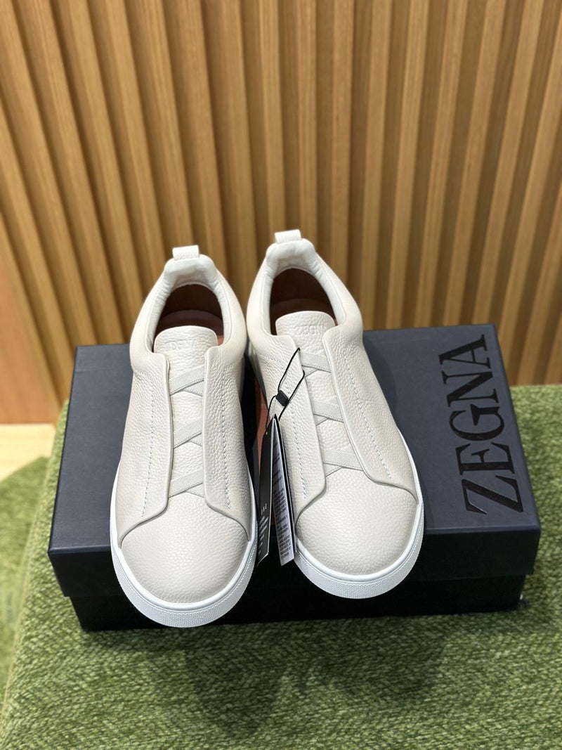 ZEGNA White Deerskin Triple Stitch™ Sneakers