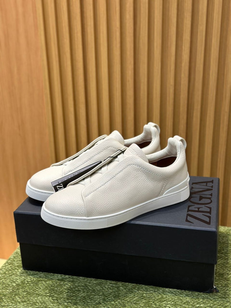 ZEGNA White Deerskin Triple Stitch™ Sneakers