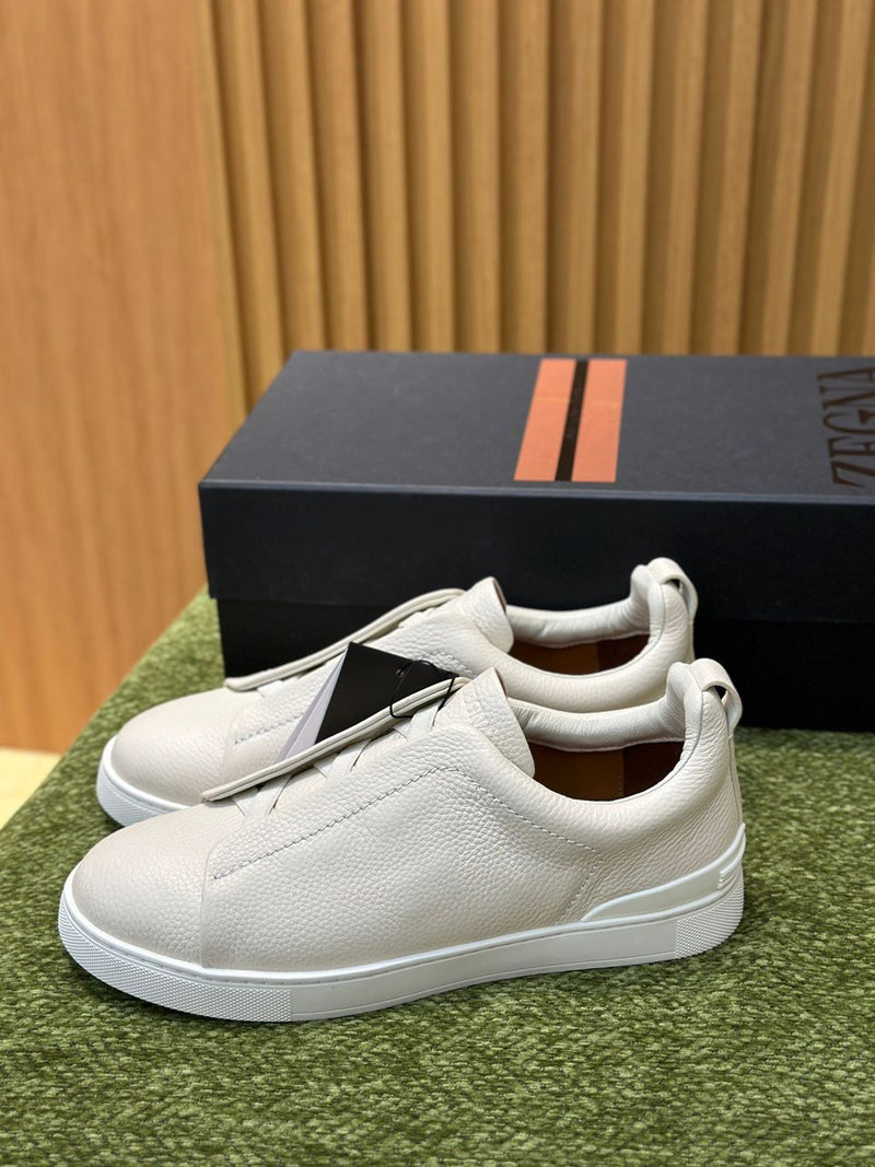 ZEGNA White Deerskin Triple Stitch™ Sneakers