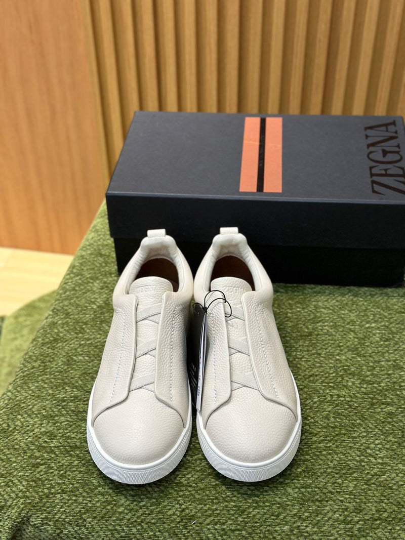 ZEGNA White Deerskin Triple Stitch™ Sneakers