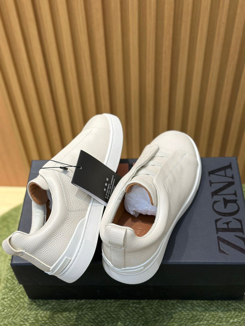 ZEGNA White Deerskin Triple Stitch™ Sneakers