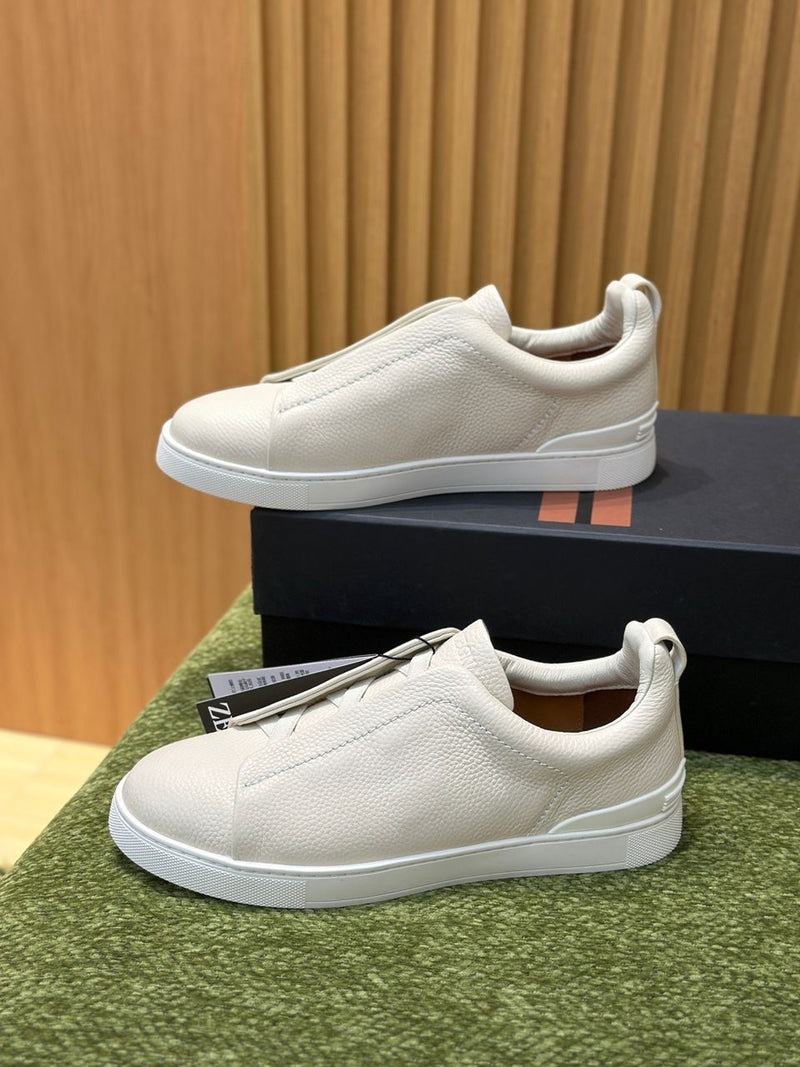 ZEGNA White Deerskin Triple Stitch™ Sneakers