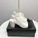 CHANEL Slingback de Cetim de Seda e Gorgorão