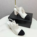 CHANEL Slingback de Cetim de Seda e Gorgorão