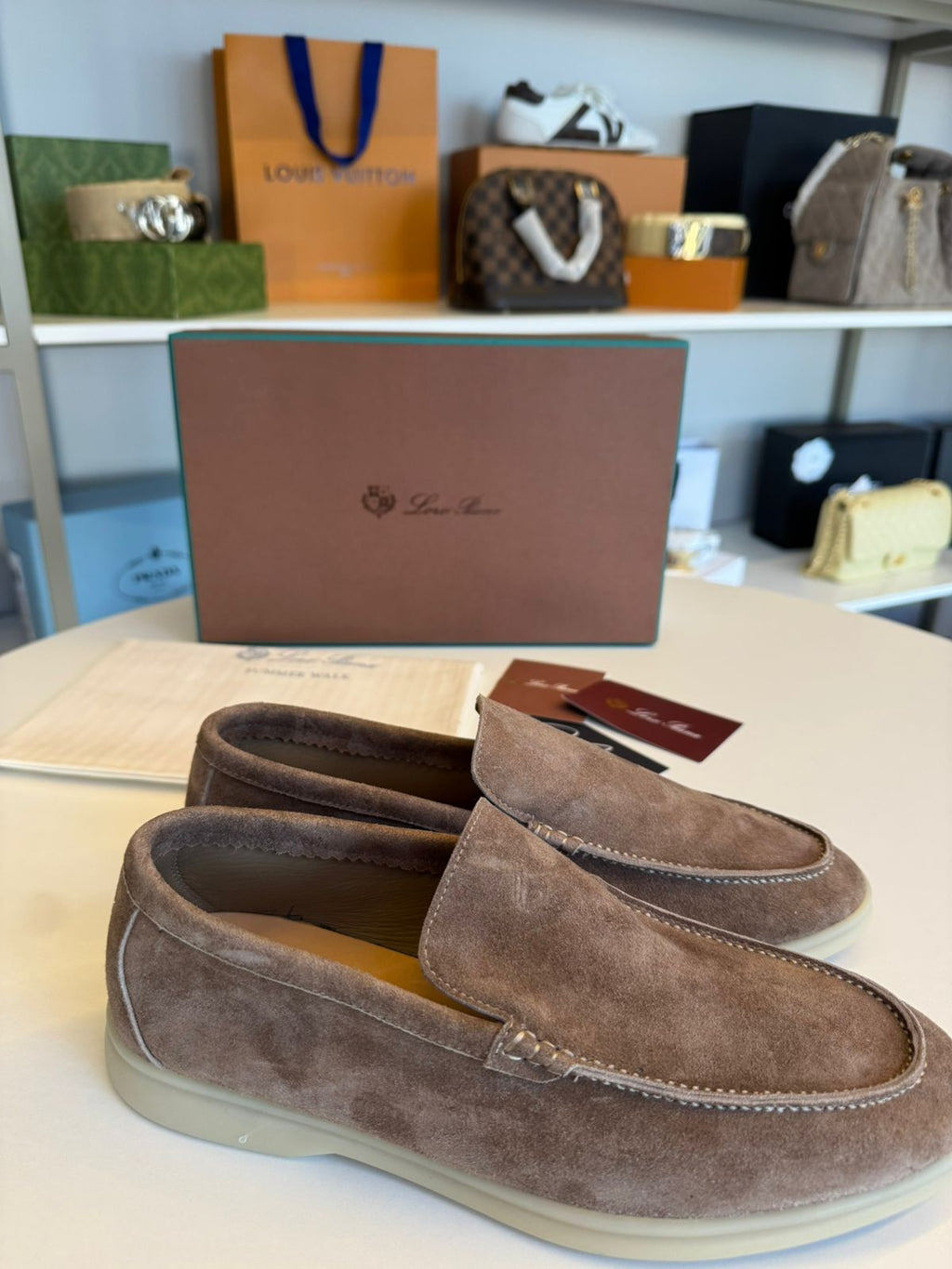 Loro Piana Summer Walk Suede Taupe